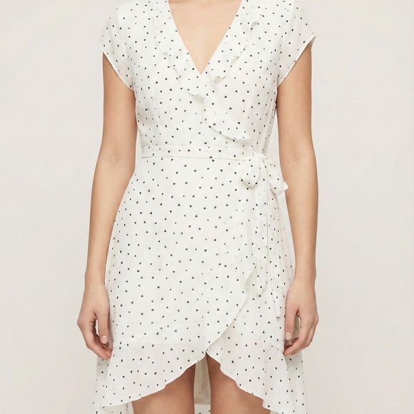 Aritzia Sunday Best Savoy Cream Ruffle Wrap Mini Dress Women's Size 6 - Picture 2 of 9